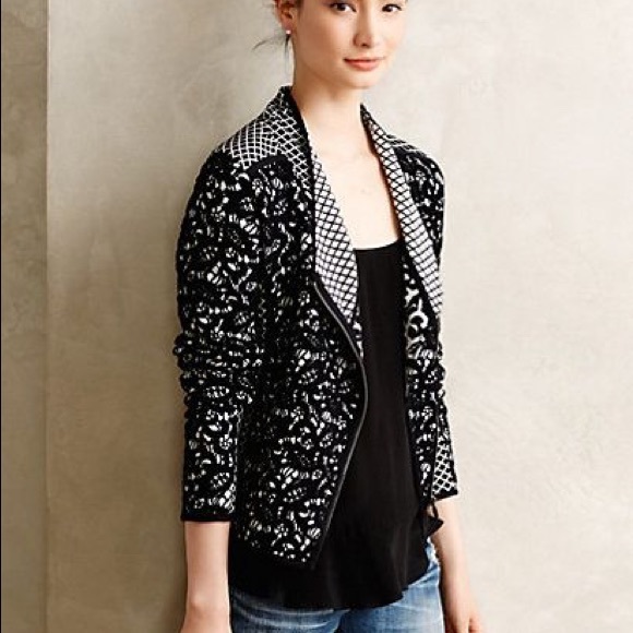 Anthropologie Jackets & Blazers - Anthropologie Jacquard Moto Cardigan Jacket